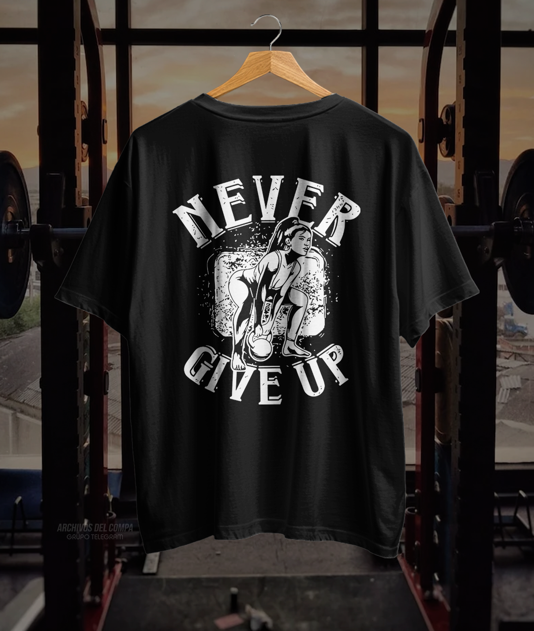Never Give Up Graphic T-Shirt – Black Motivational Gym Tee