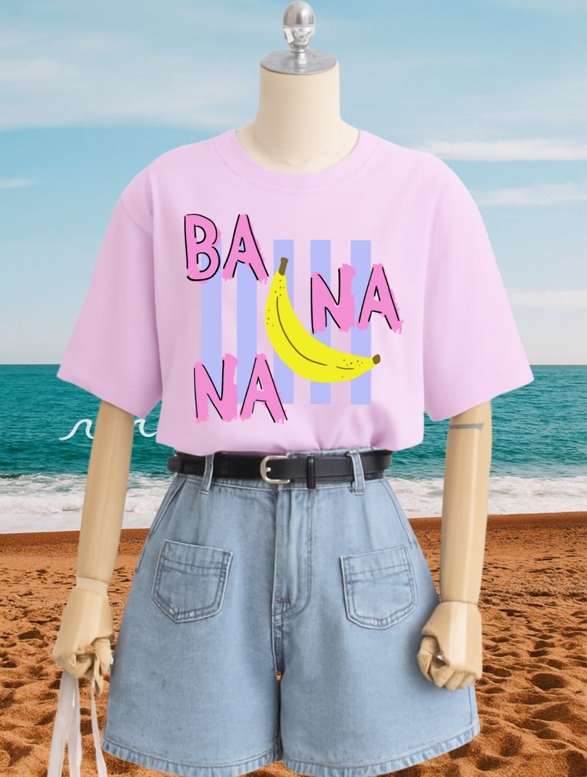 Banana Graphic T-Shirt – Pink Summer Tee
