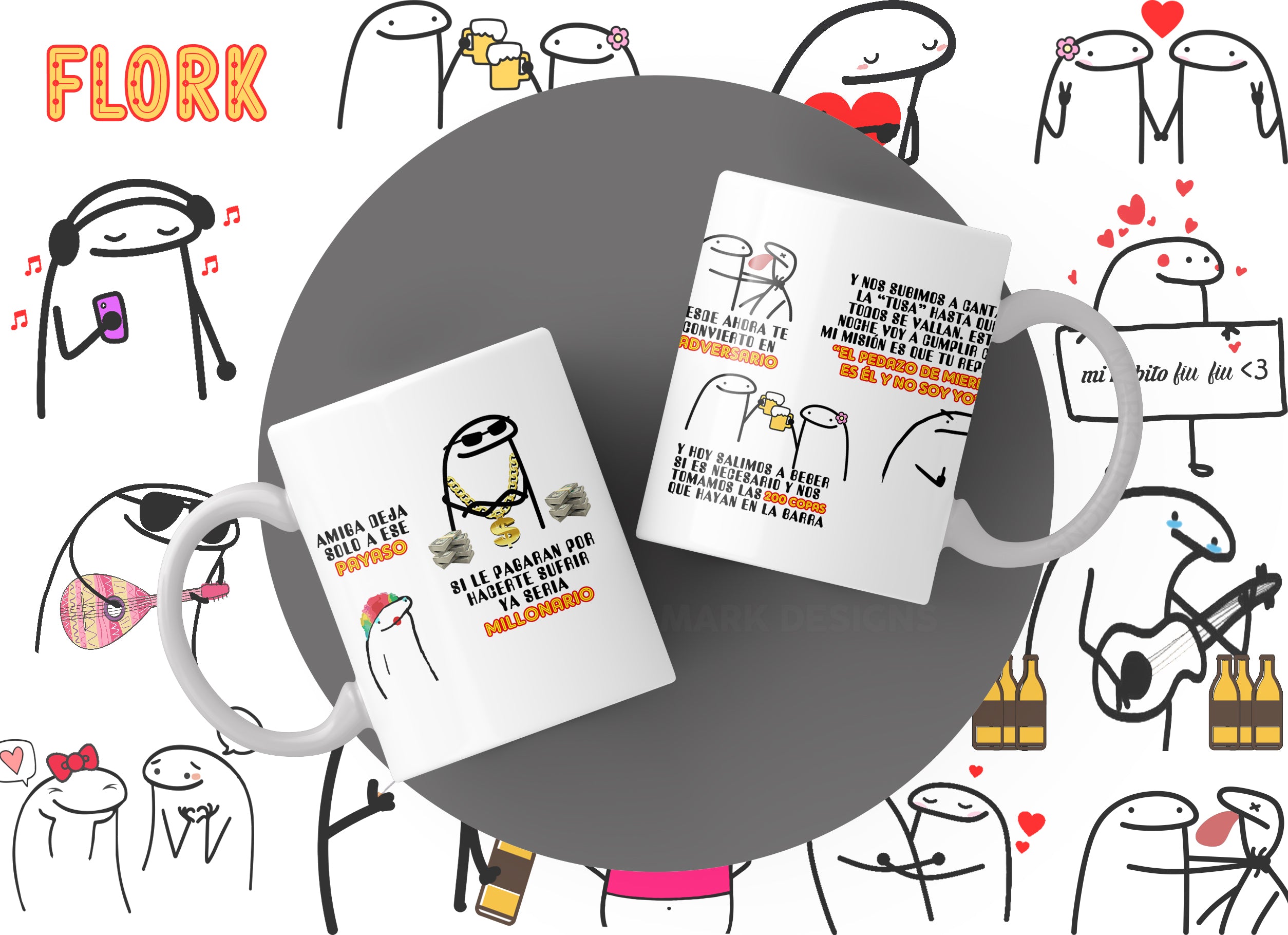 Music Quote Doodle Character Mug – Choose Your Favorite Design