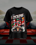 2026 Racing Flags Graphic T-Shirt – Black Tee
