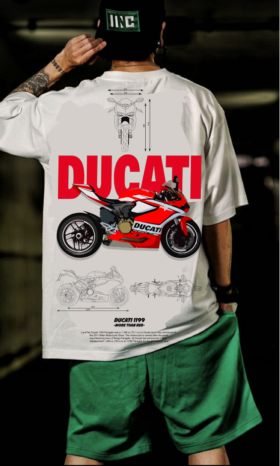 Italian Sport Motorcycle Inspired Graphic T-Shirt – White Tee