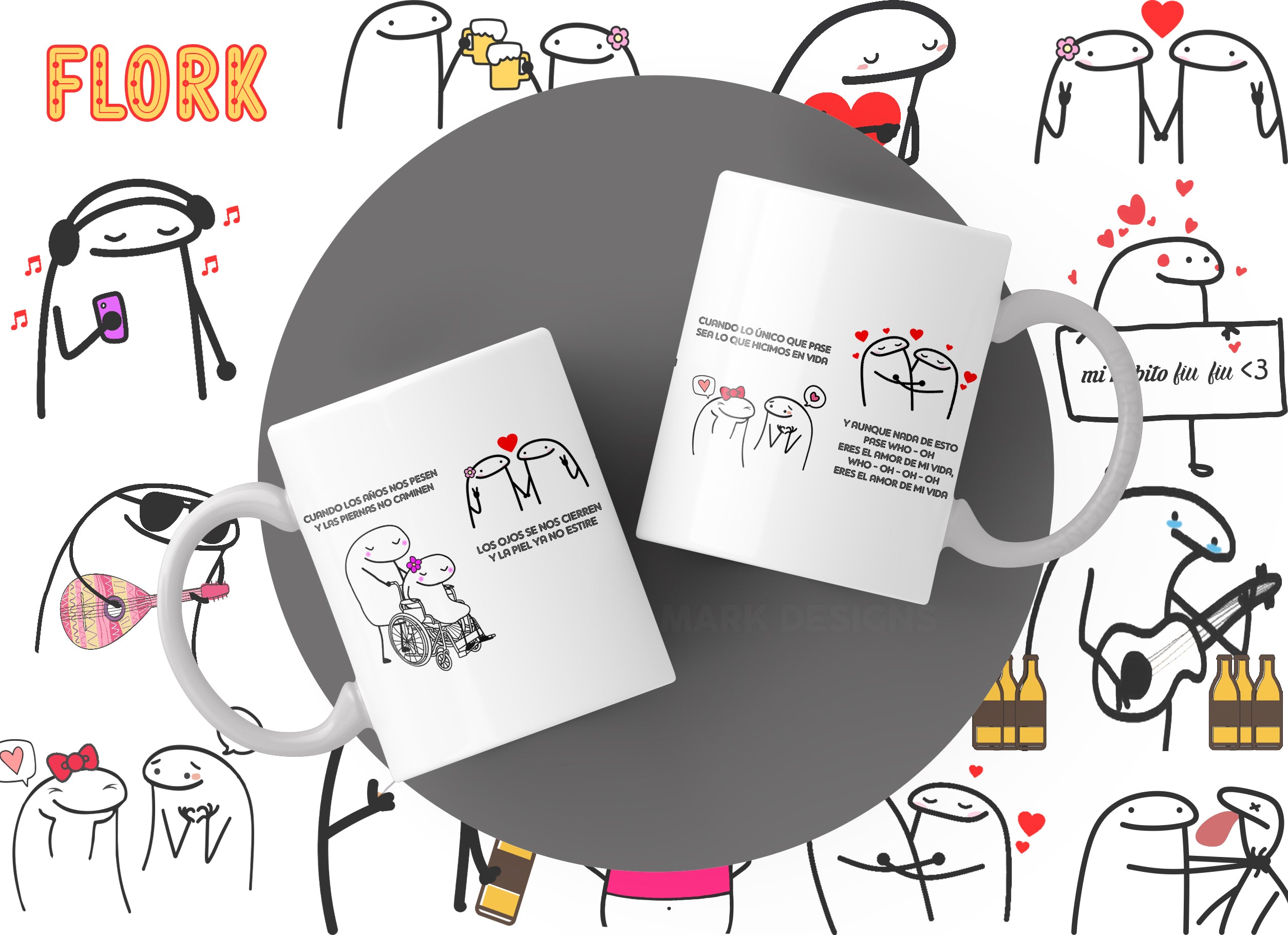 Music Quote Doodle Character Mug – Choose Your Favorite Design