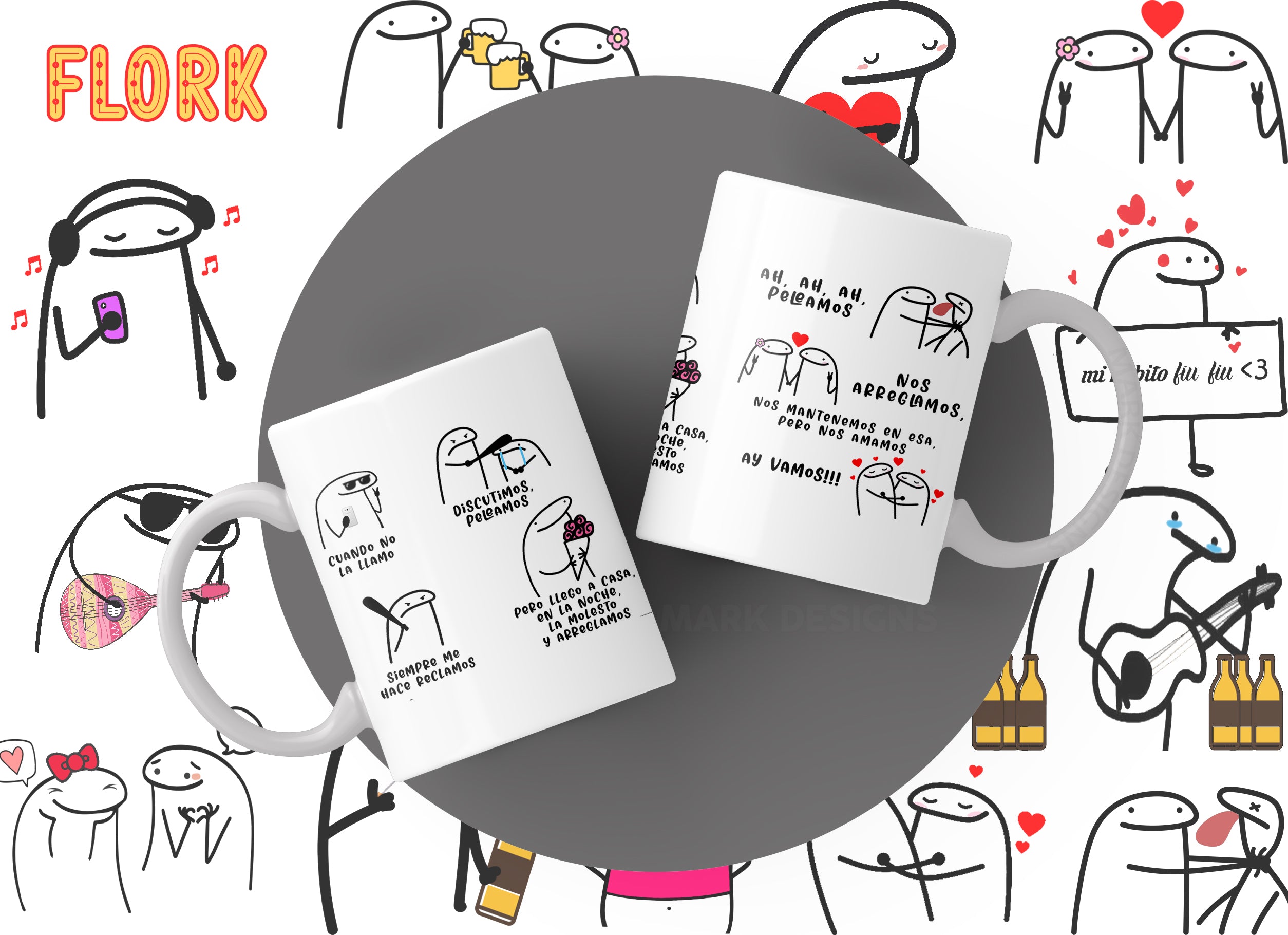 Music Quote Doodle Character Mug – Choose Your Favorite Design