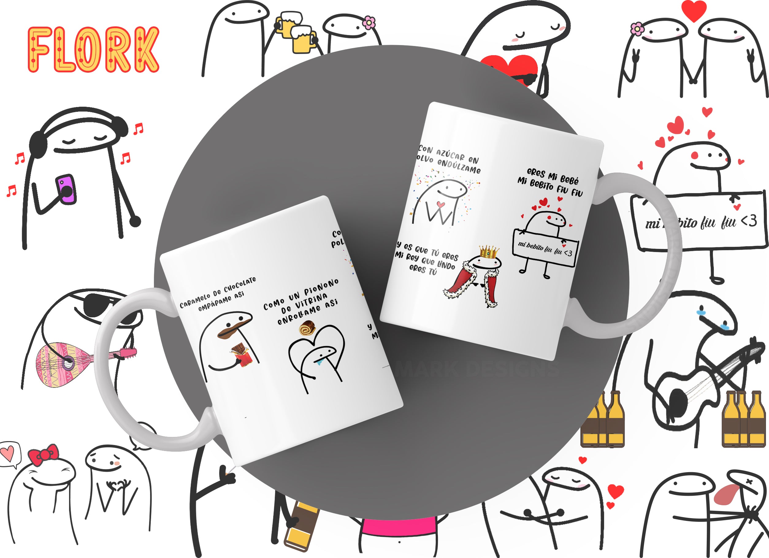 Music Quote Doodle Character Mug – Choose Your Favorite Design