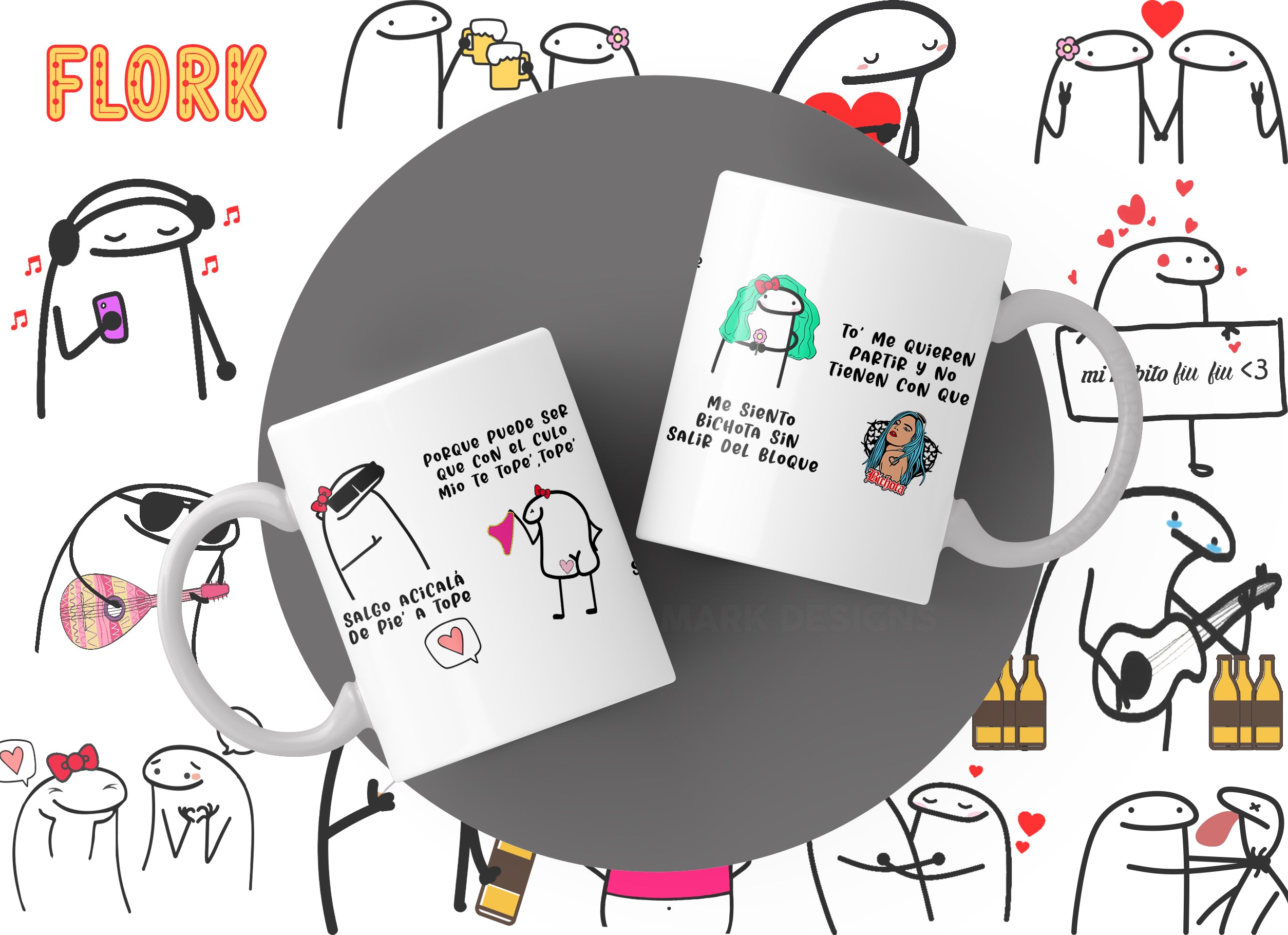 Music Quote Doodle Character Mug – Choose Your Favorite Design