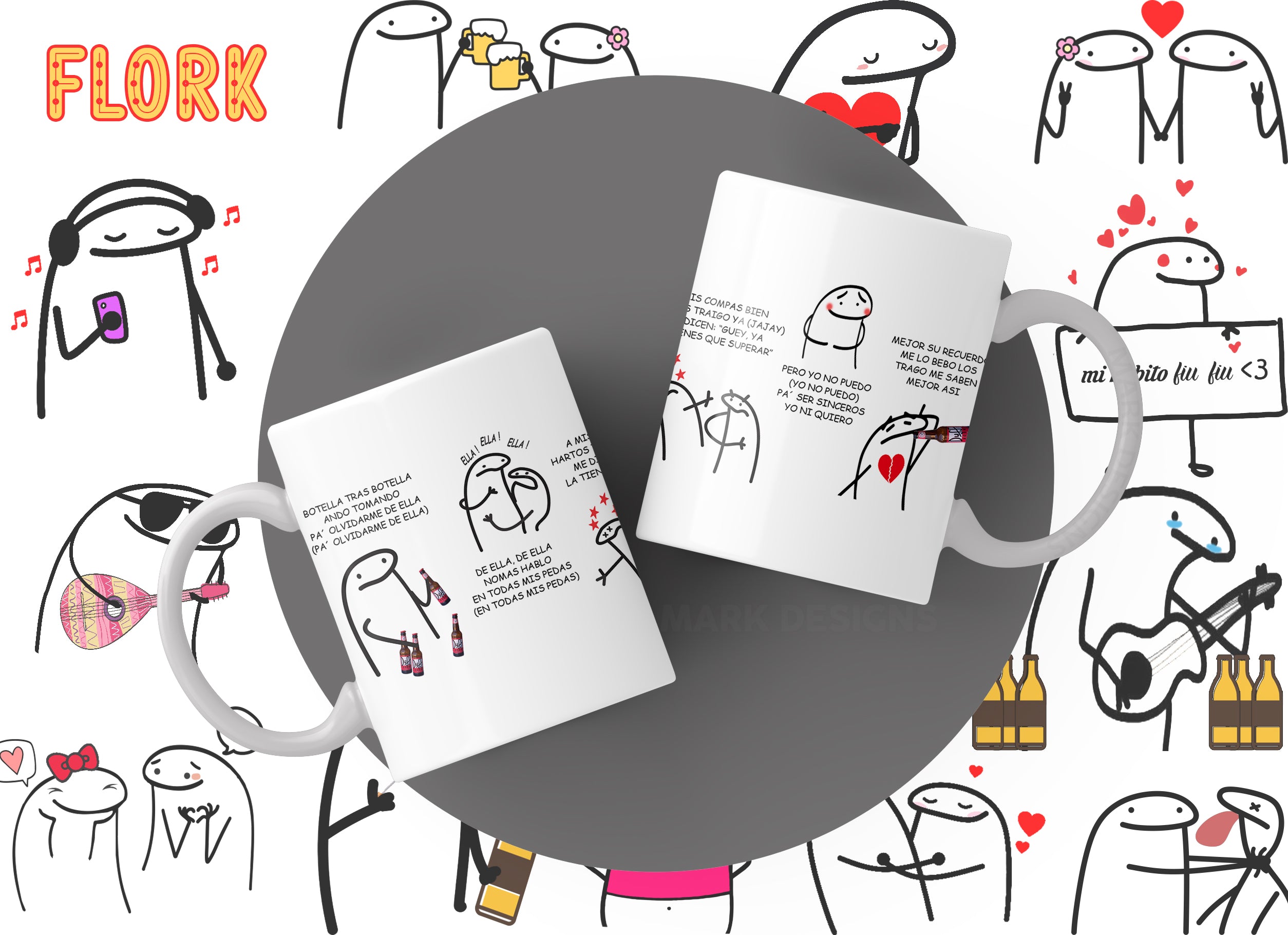 Music Quote Doodle Character Mug – Choose Your Favorite Design