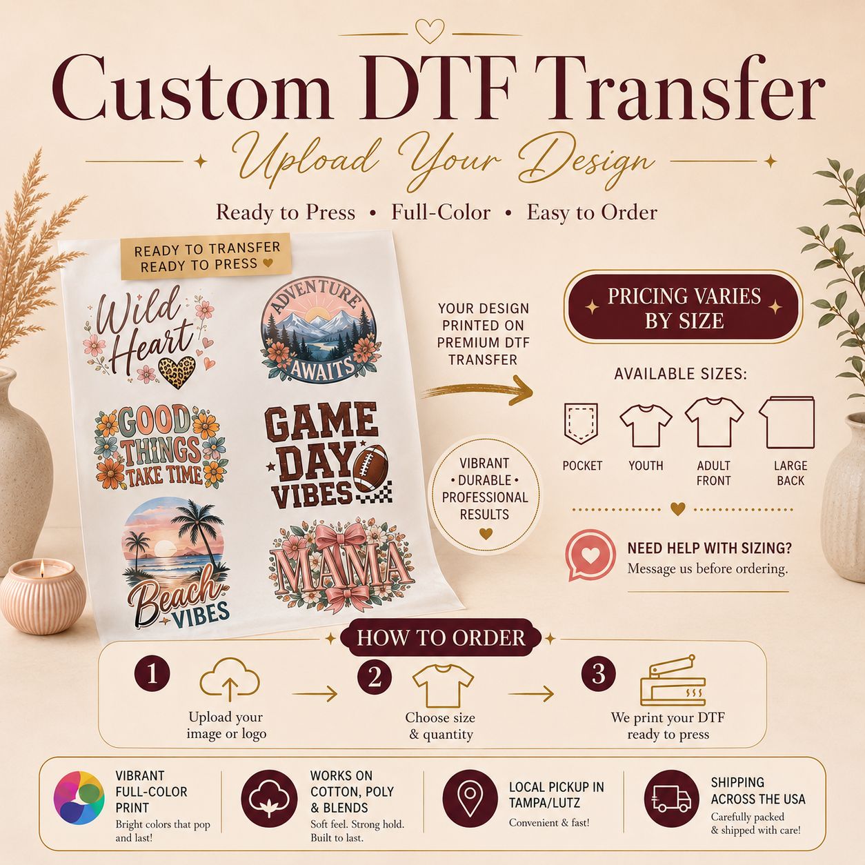 DTF Transfer Ready To Press-Custom Desing Upload