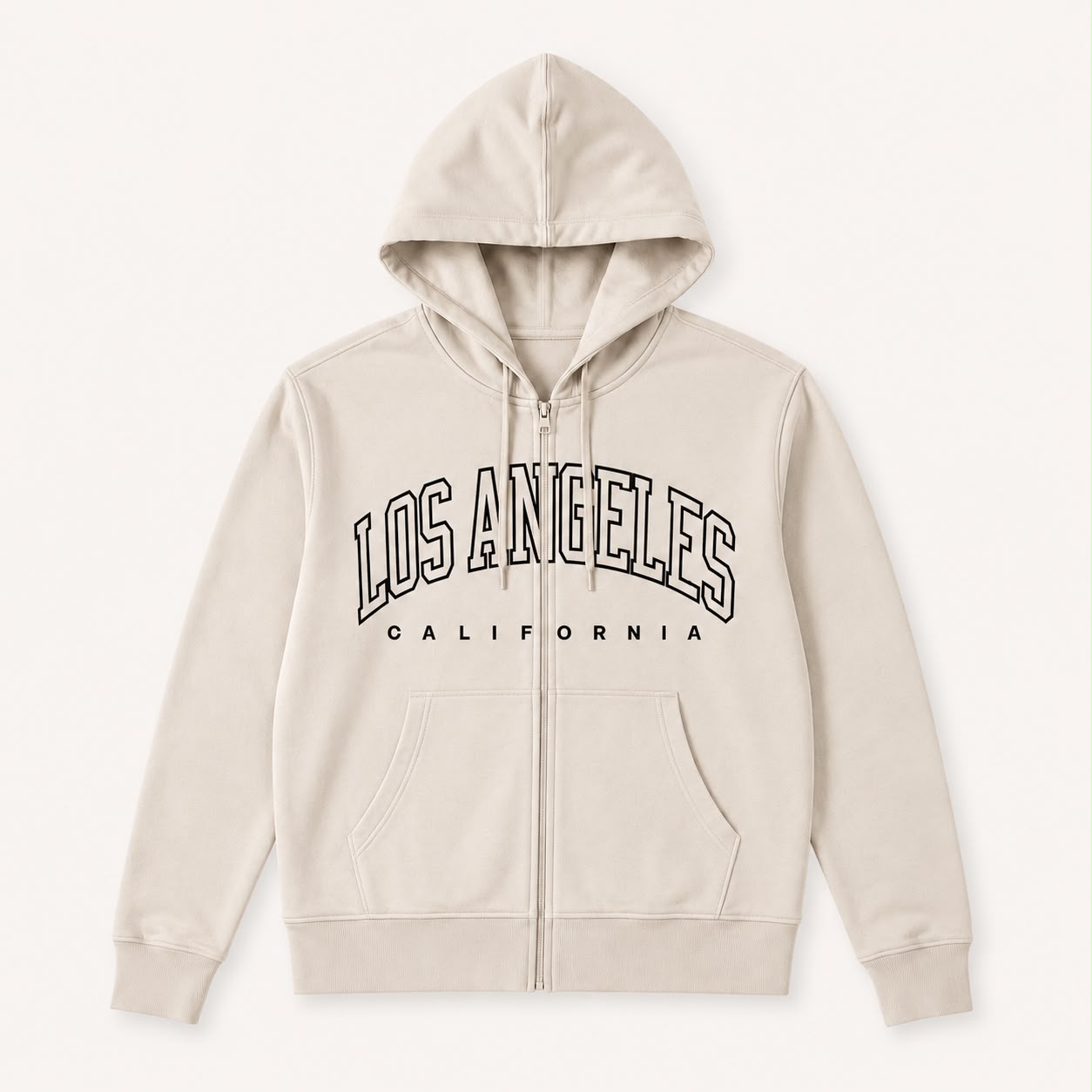 Los Angeles California Zip-Up Hoodie – Cream