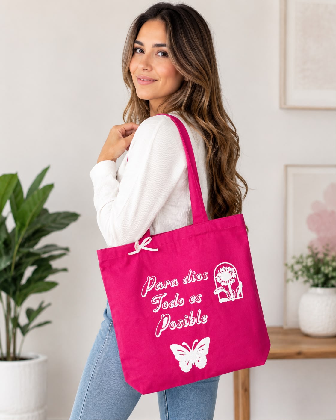 Para Dios Todo Es Posible Pink Tote Bag