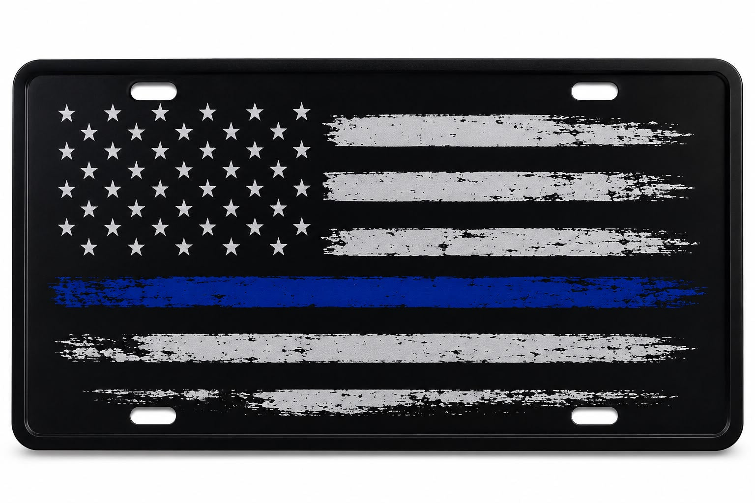 Black American Flag Front License Plate – Blue Line Design