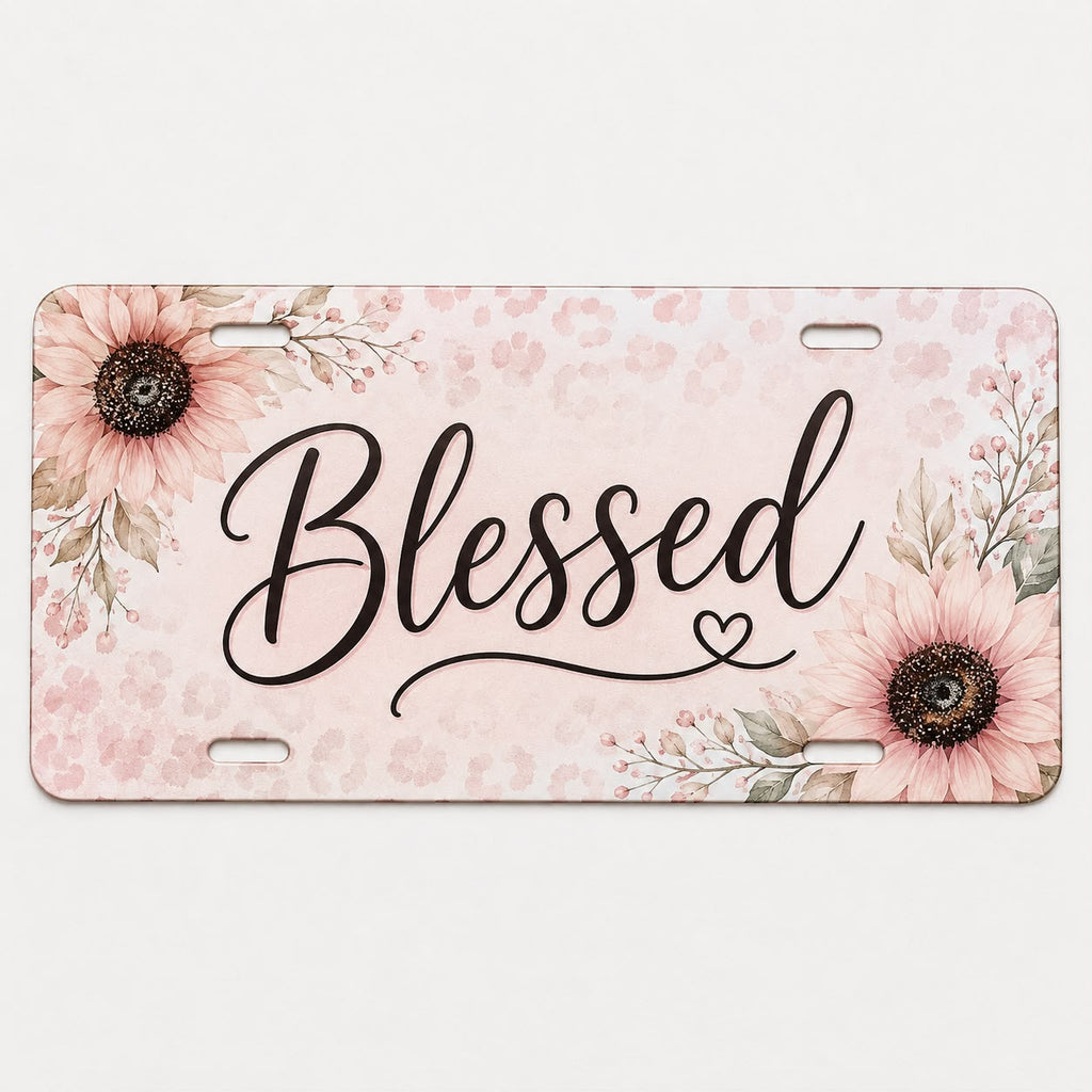 Blessed Floral Decorative License Plate