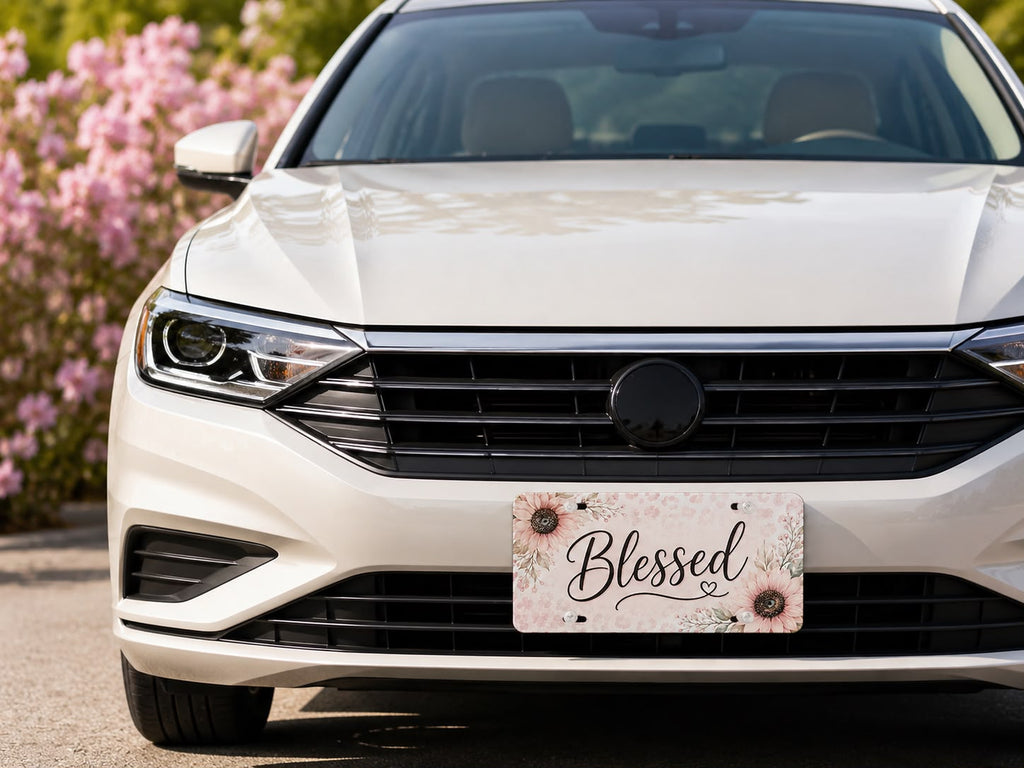 Blessed Floral Decorative License Plate