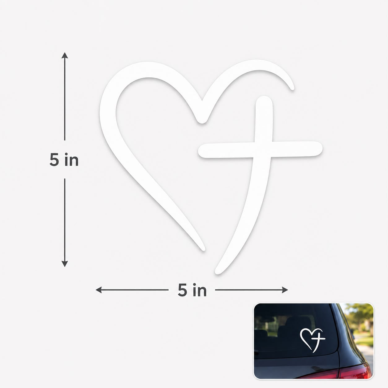 Heart Cross Vinyl Car Decal – 5 Inch