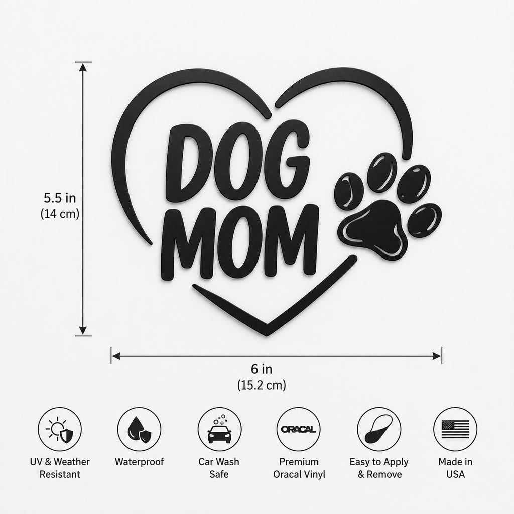 Dog Mom Paw Vinyl Car Decal – 6 Inch