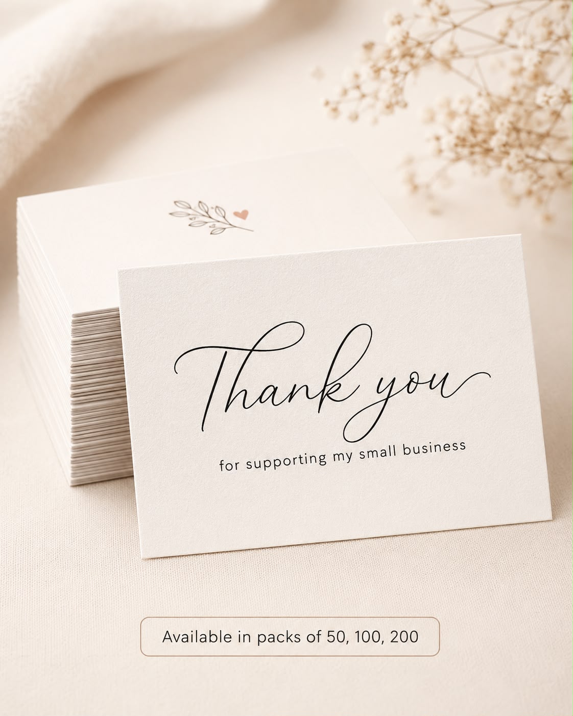 Thank You Cards for Small Business – Pack of 50, 100 or 200