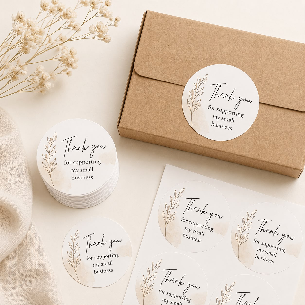 Thank You Stickers for Small Business – Pack of 50, 100 or 200