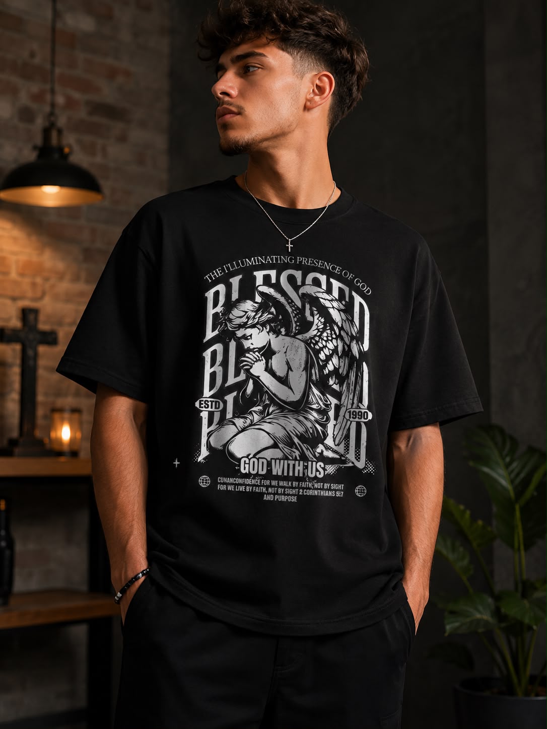 Blessed Angel Faith Graphic T-Shirt | Christian Tee | Rodriguez Imprint