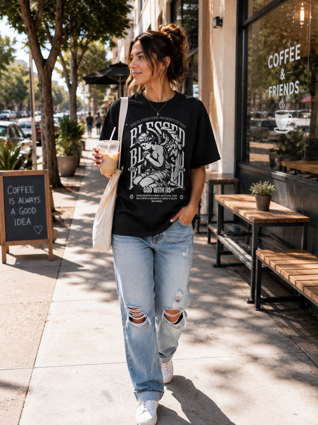 Blessed Angel Faith Graphic T-Shirt | Christian Tee | Rodriguez Imprint